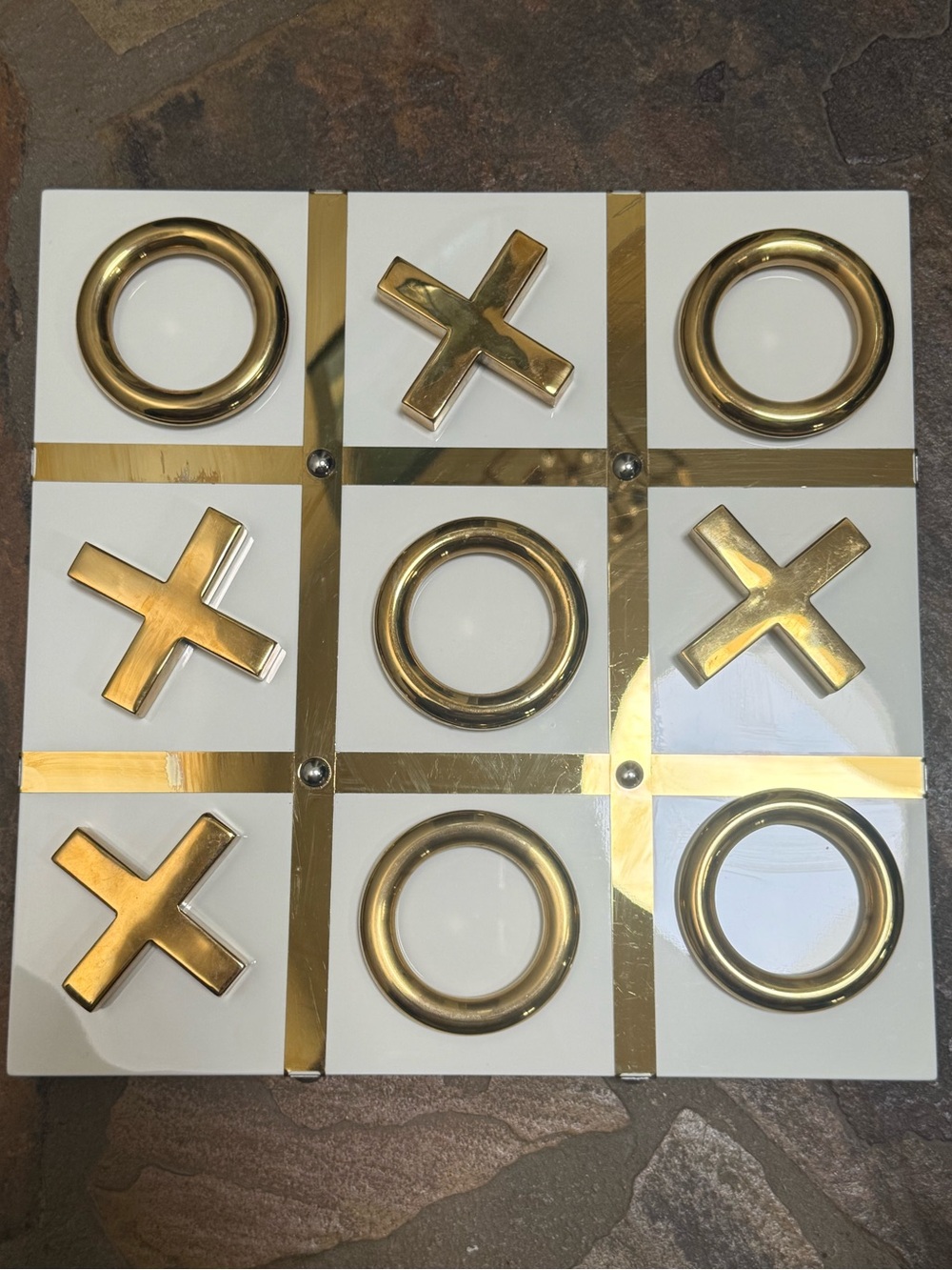 Mitchell Gold + Bob Williams Gold and White Tic-Tac-Toe Wall Panel
